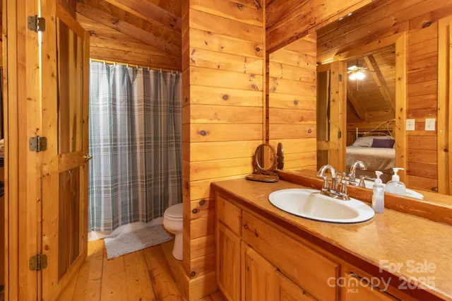 an aerial view of a backyard with outdoor seating