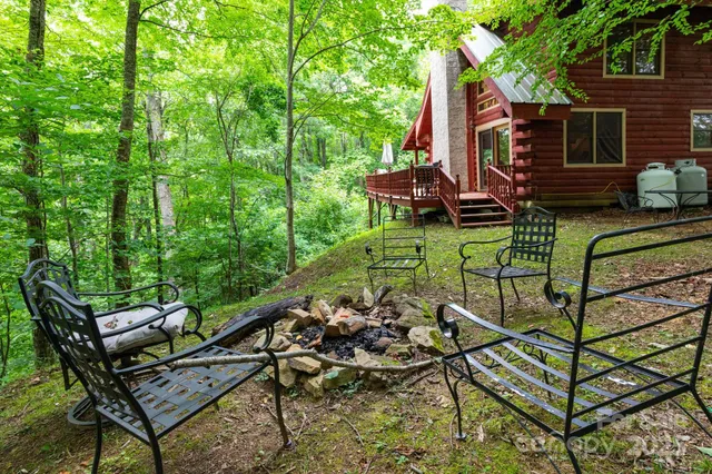 a view of a bench in a garden