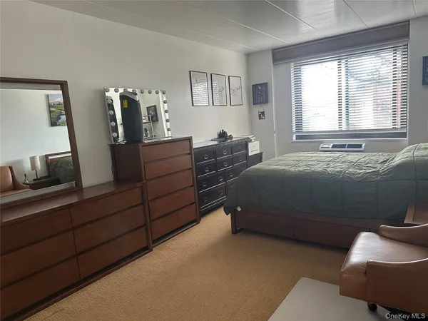 a bedroom with a bed and furniture