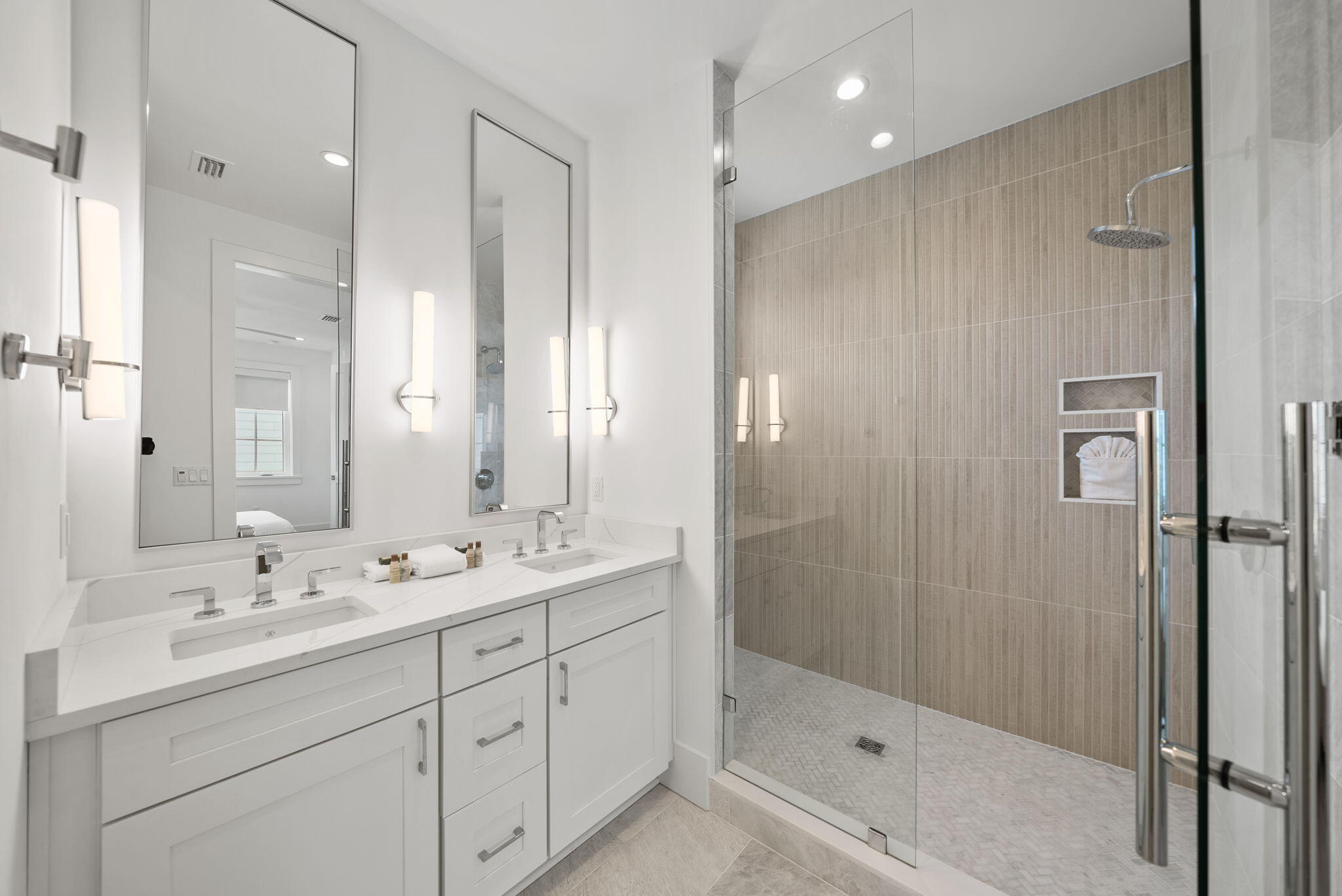 69 Trigger Trail Inlet Beach Inlet Beach, FL 32461 - Photo 19 of 50 a bathroom with double sink and a shower