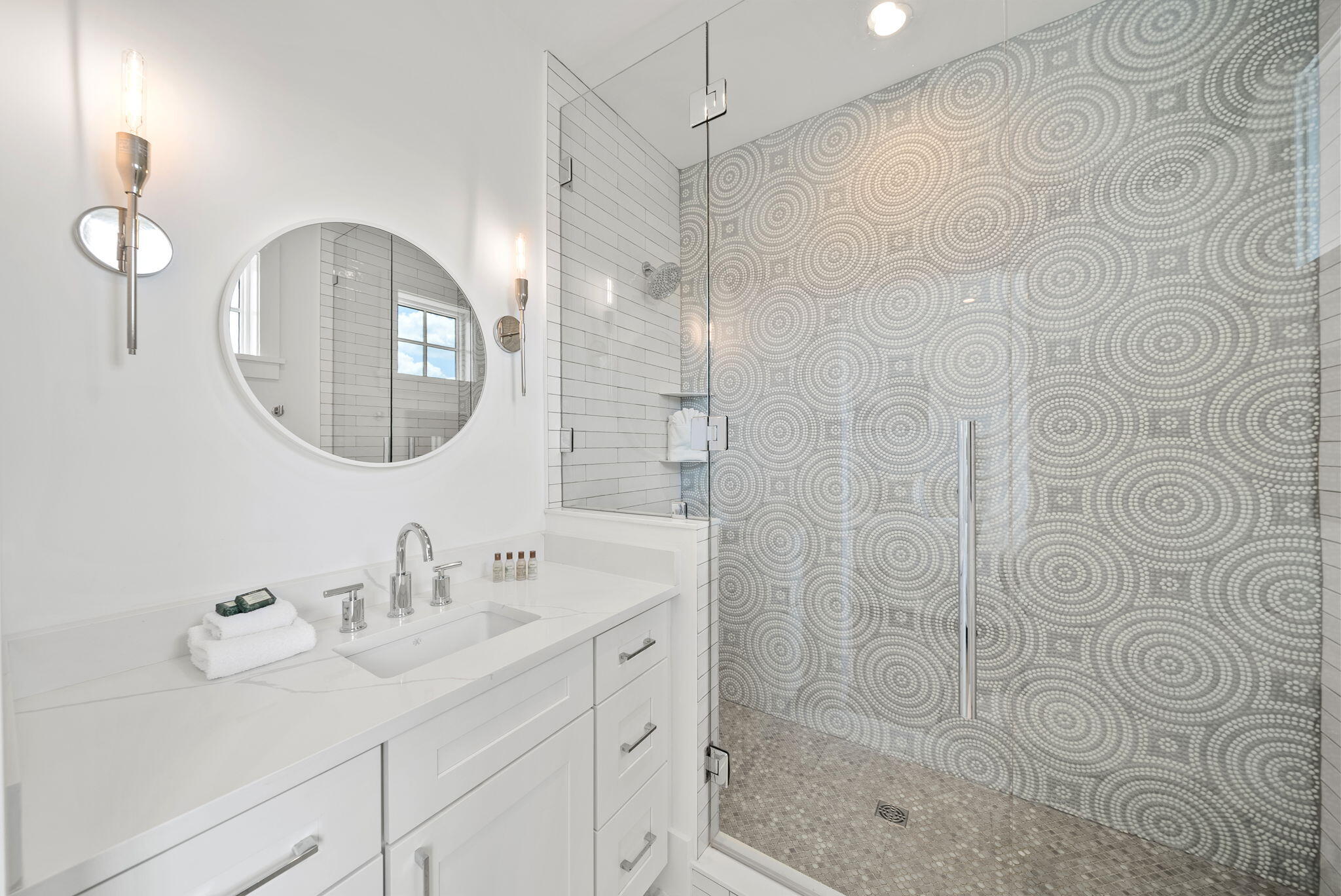 69 Trigger Trail Inlet Beach Inlet Beach, FL 32461 - Photo 31 of 50 a bathroom with a double vanity sink mirror and shower