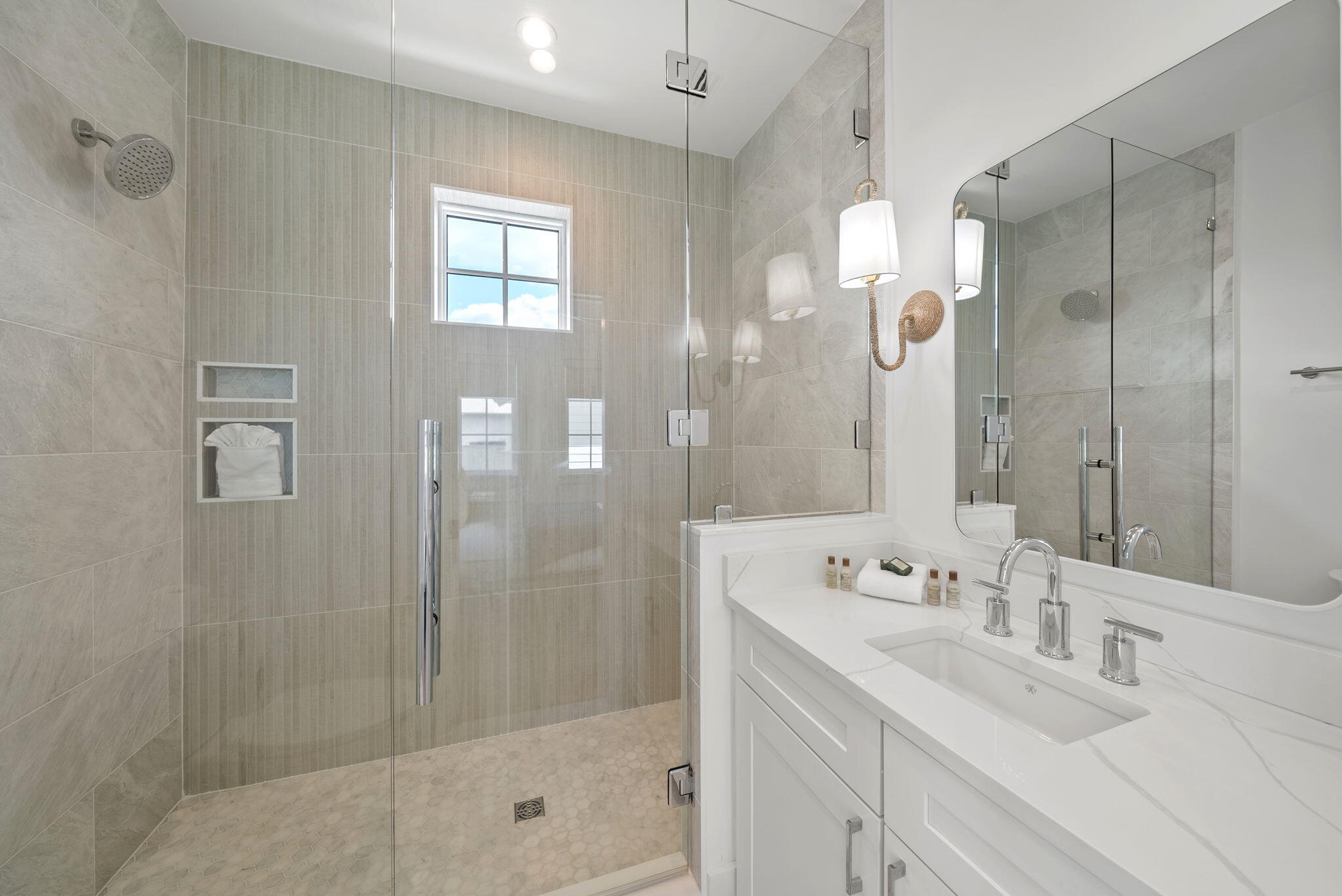 69 Trigger Trail Inlet Beach Inlet Beach, FL 32461 - Photo 34 of 50 a bathroom with a double vanity sink mirror and shower