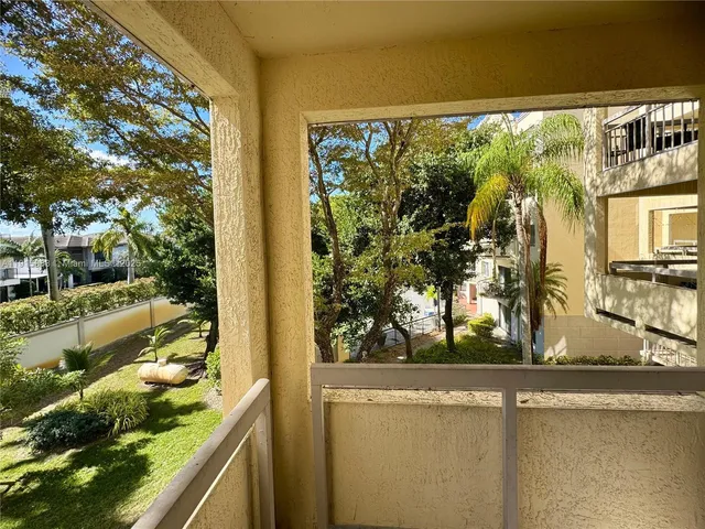 a view of a garden from a window