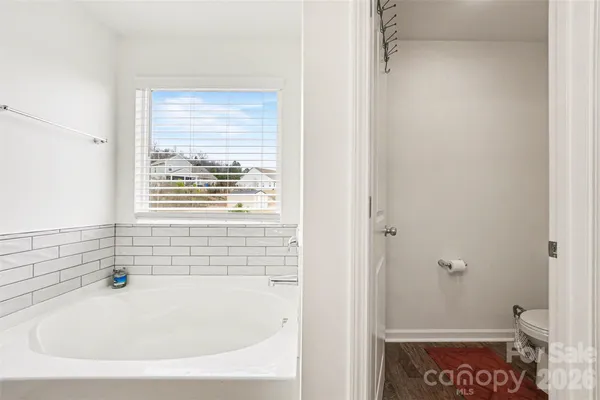 a bathroom with a bathtub