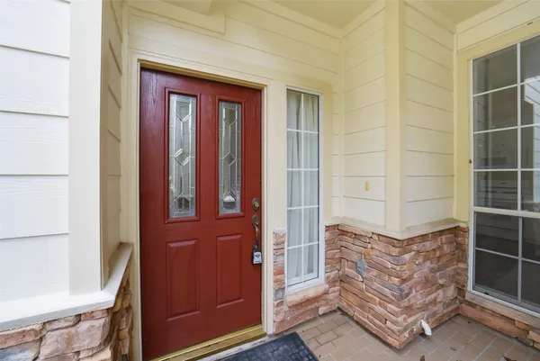 a view of front door with furniture