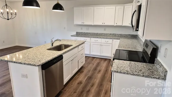 a kitchen with a sink a stove and cabinets