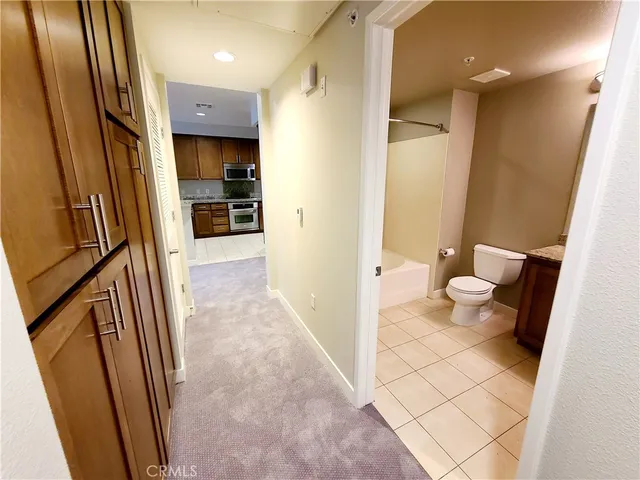 a view of a room with a window