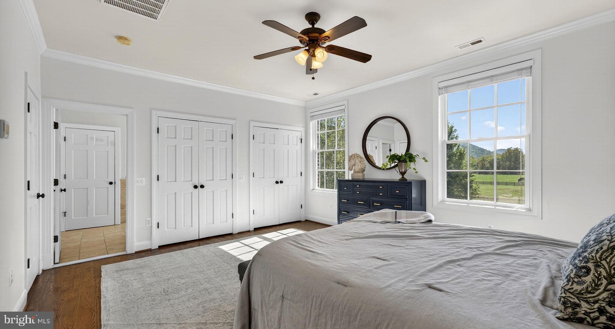 9533 Howellsville Road Boyce, VA 22620 - Photo 31 of 65 a bedroom with a bed and a large window with the chandelier