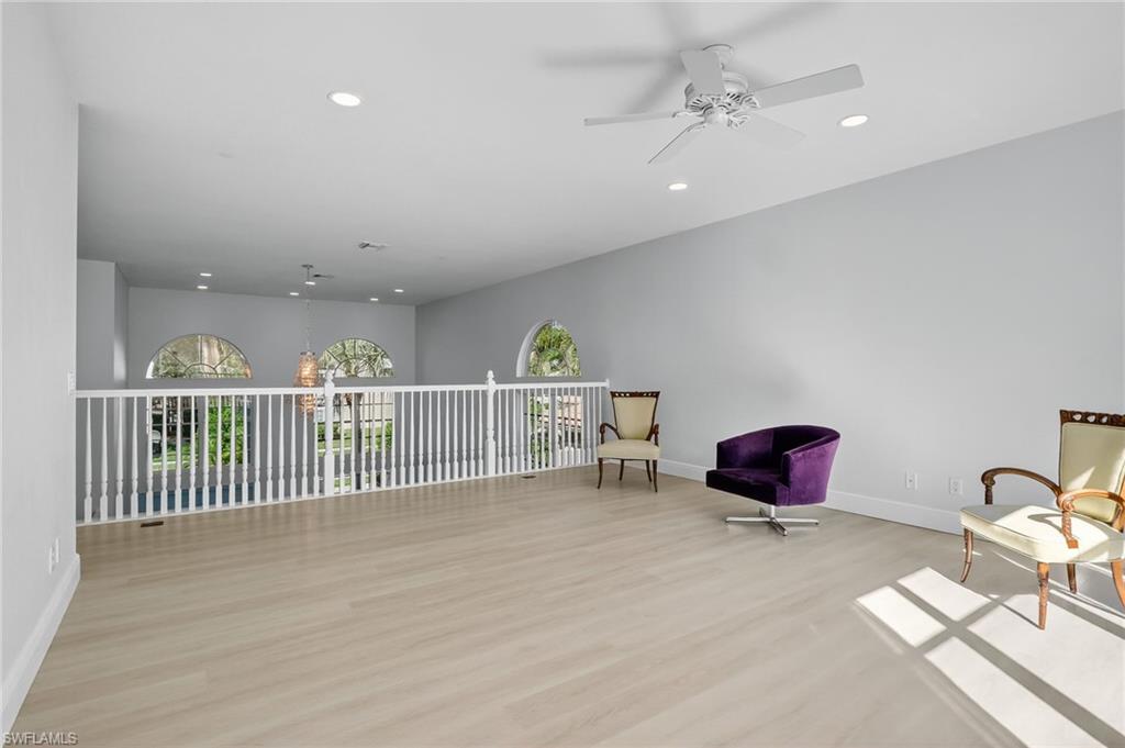 2234 Campestre Terrace Naples, FL 34119 - Photo 29 of 48 Sitting room featuring recessed lighting, light wood-style floors, and a ceiling fan