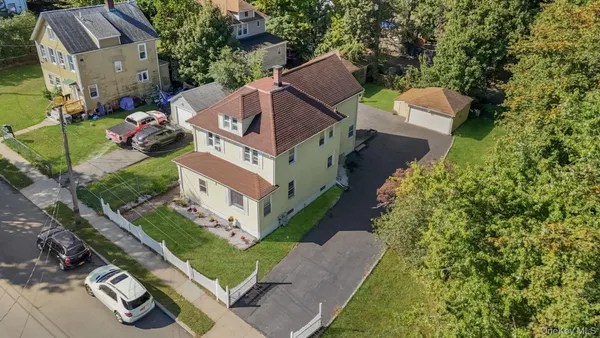 an aerial view of a house