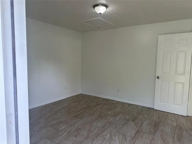 an empty room with a workbench