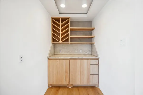 a view of a city from a living room