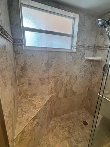 a bathroom with a shower
