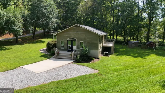 a house view with a garden space
