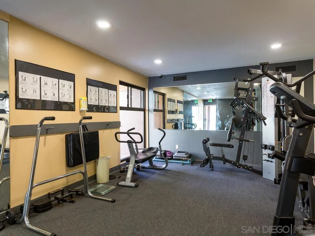 5950 Rancho Mission Road, Unit 166 San Diego, CA 92108 - Photo 16 of 18 a view of a room with gym equipment