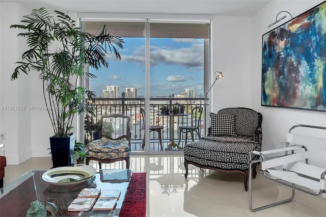 a view of balcony with furniture