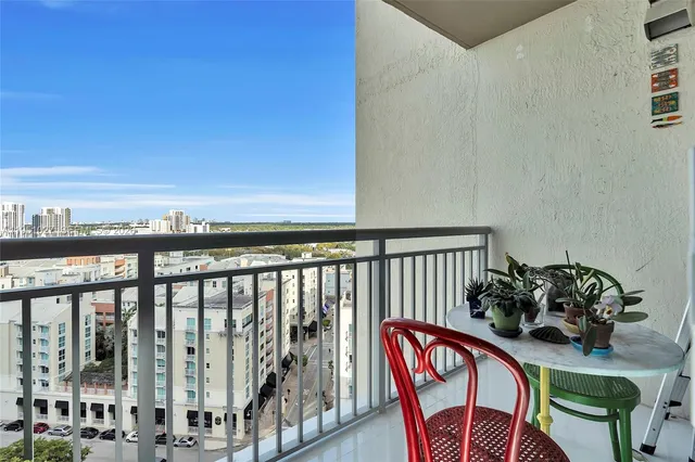 a view of a city with tall buildings