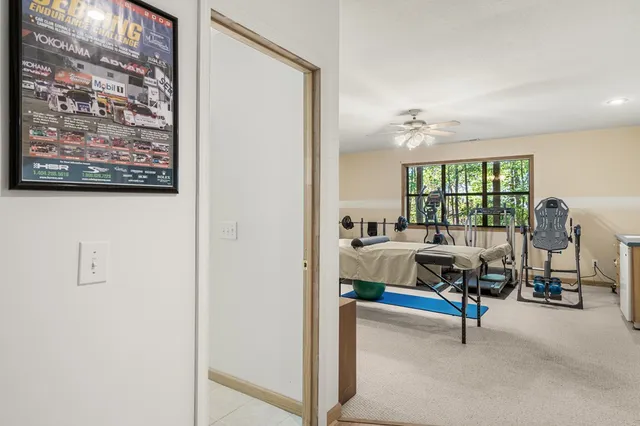 a view of a room with gym equipment