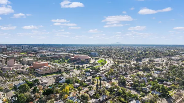 an aerial view of a city