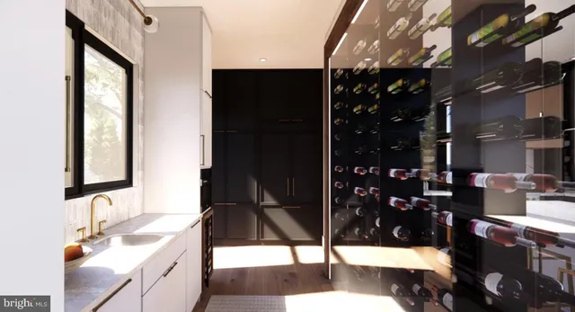 a kitchen with a refrigerator and a sink