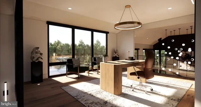 a spacious bedroom with a bed and a dresser