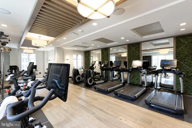 a view of a room with gym equipment