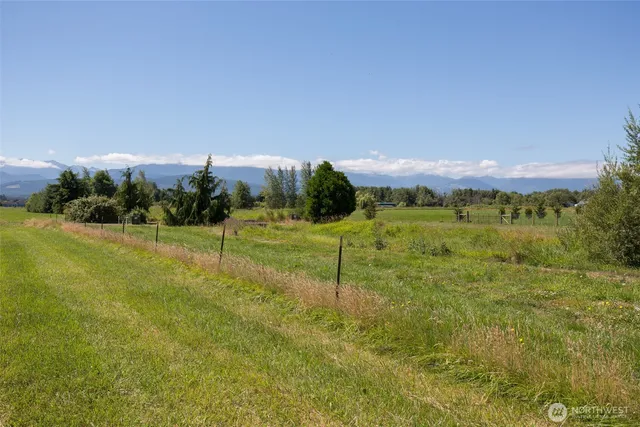 a view of a lake with a big yard