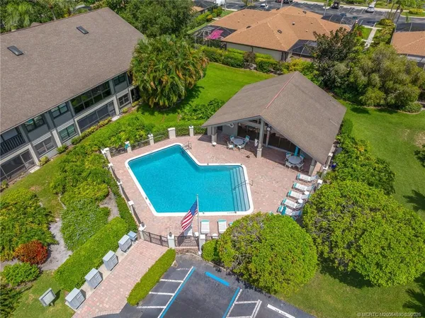 a view of lake with green space