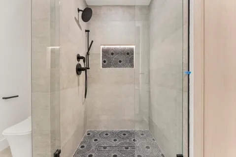 a bathroom with a shower