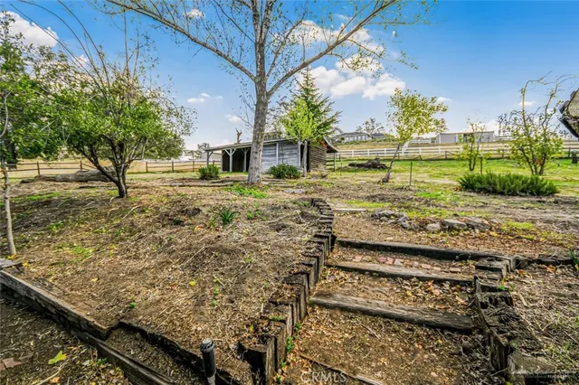 a view of a yard with an outdoor space