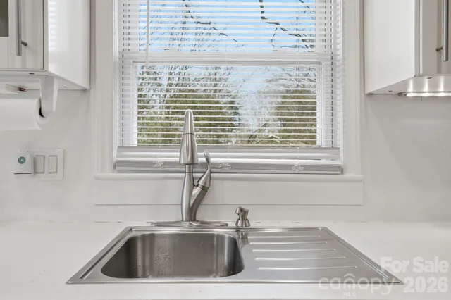 a close view of a sink and a window