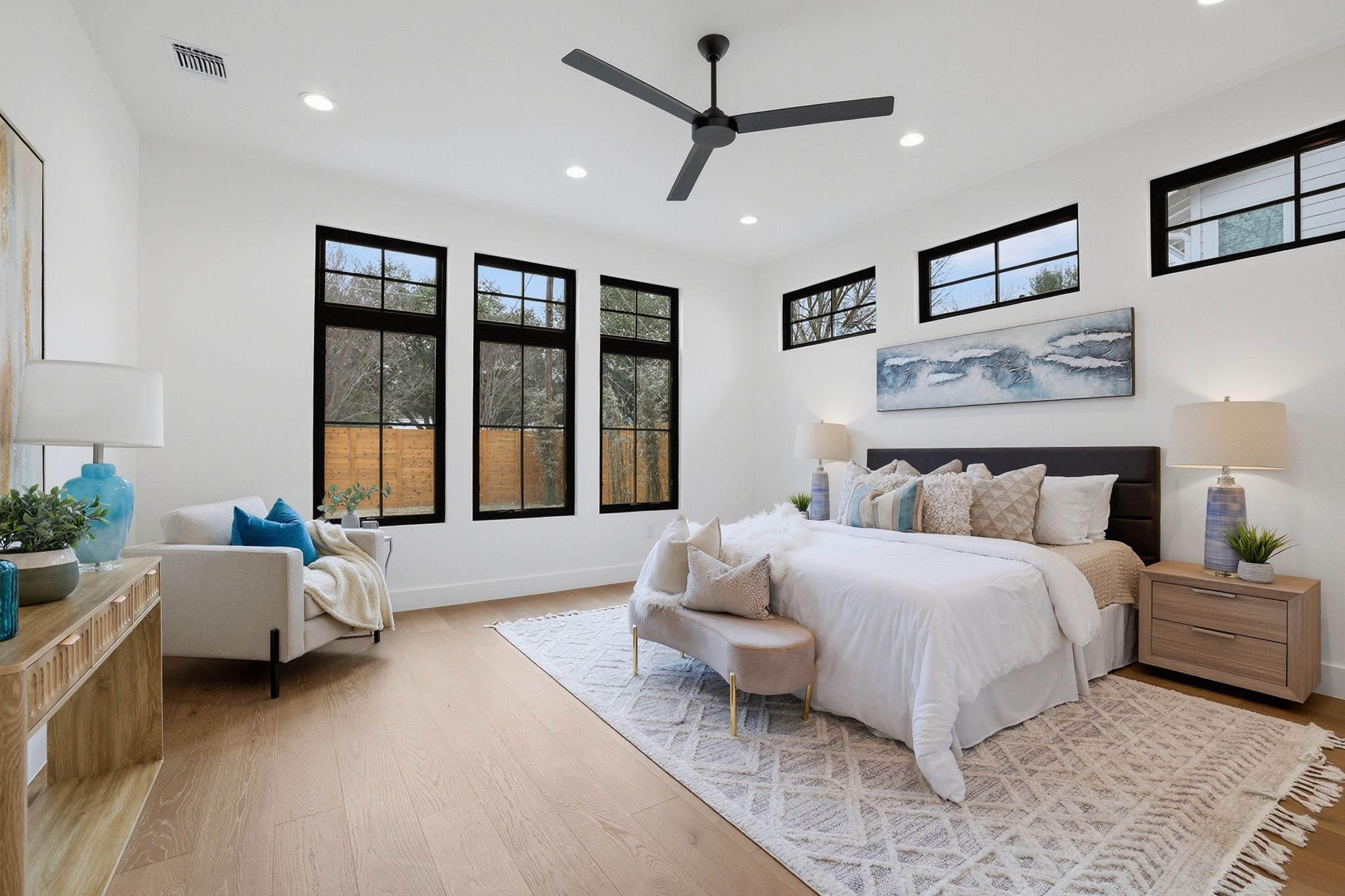 6611 Lexington Road Austin, TX 78757 - Photo 19 of 37 Bright interior with recessed lighting and a black ceiling fan