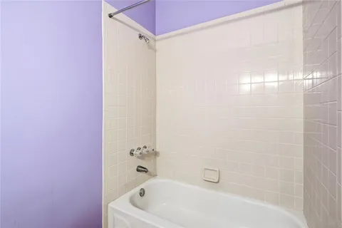 a bathroom with a bathtub