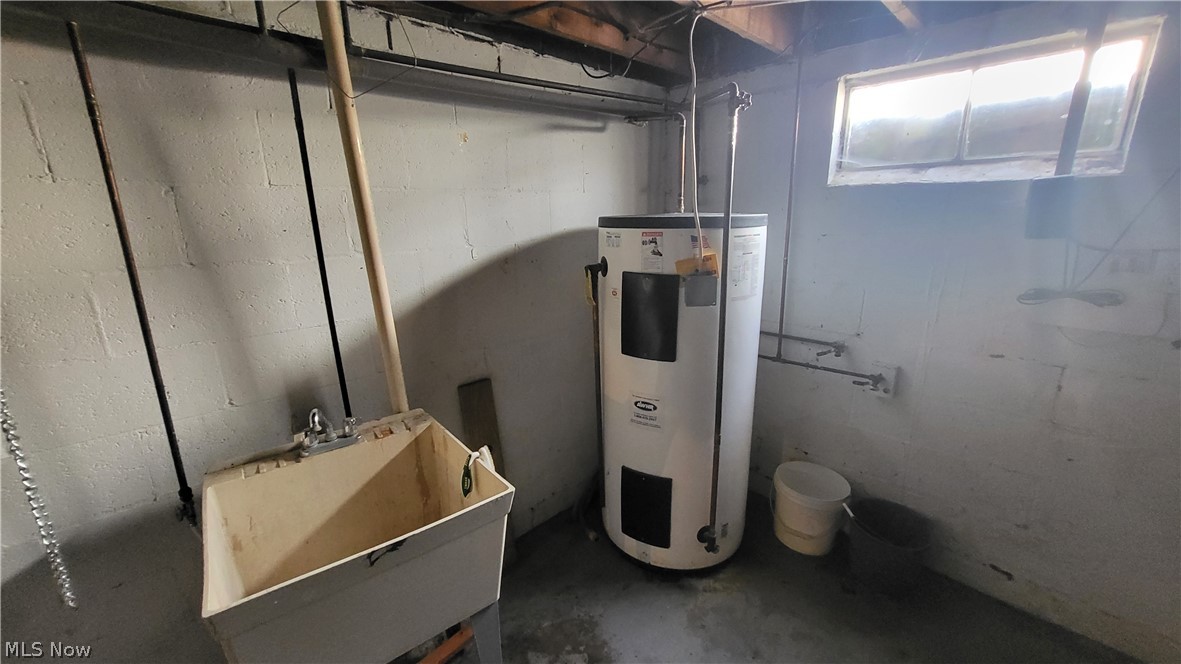 72238 Colerain Road Bridgeport, OH 43912 - Photo 27 of 30 Utility room featuring electric water heater and sink
