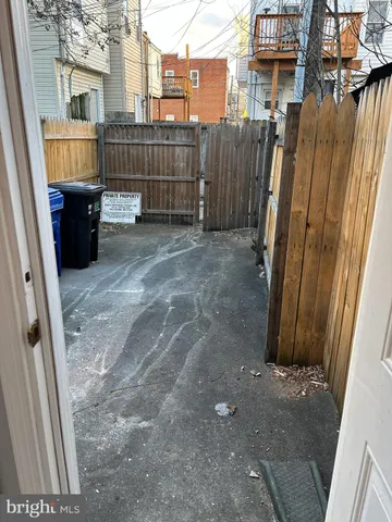 a view of a porch with a door