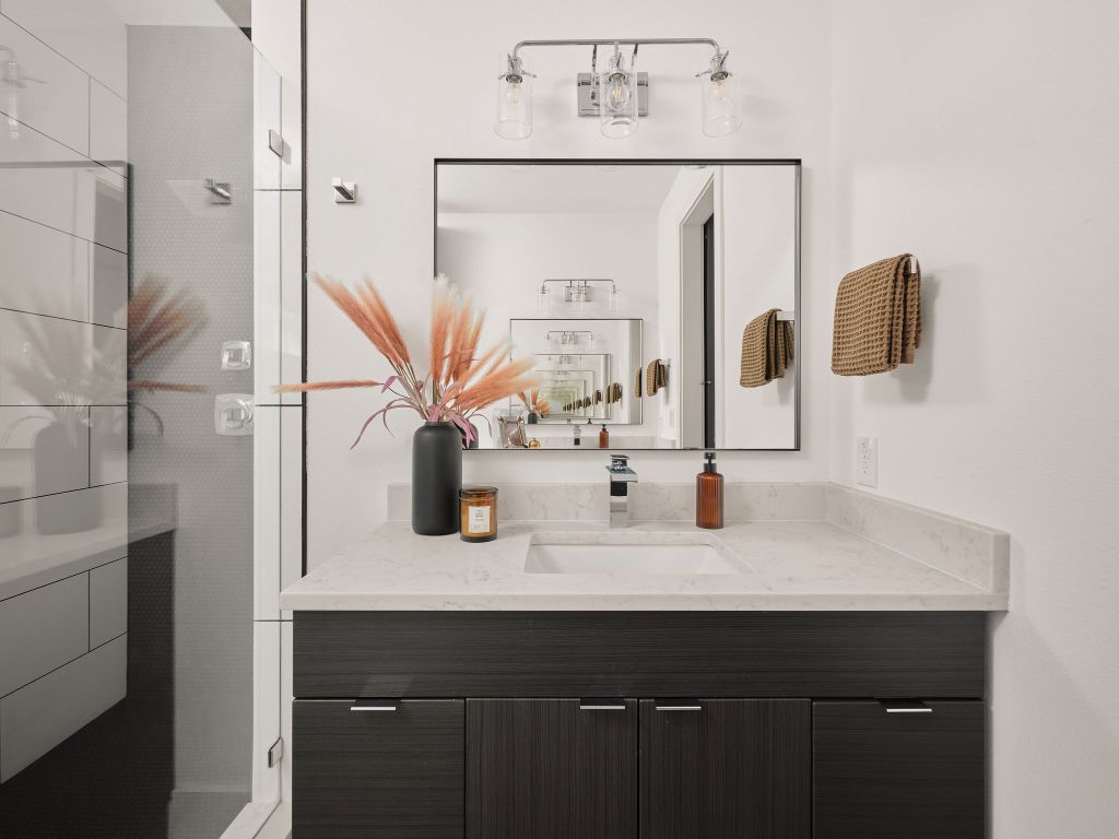 2806 Lyons Road, Unit 1 Austin, TX 78702 - Photo 32 of 39 a bathroom with a sink and a mirror