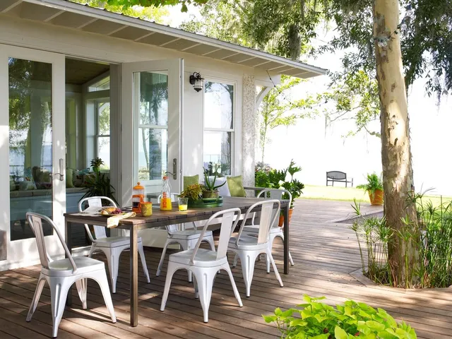 a view of an outdoor space with furniture