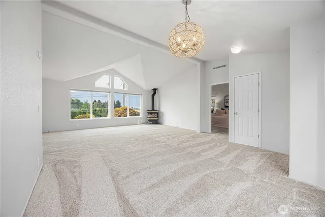 a view of a livingroom with a chandelier