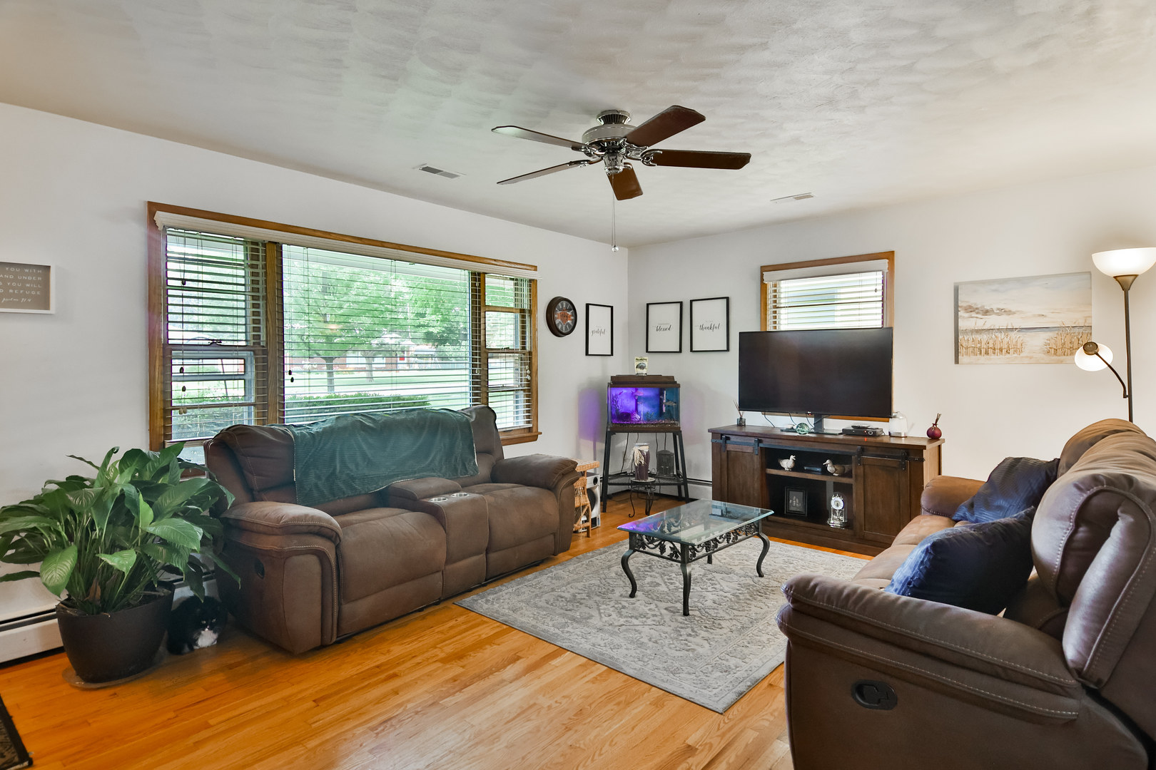 3307 Ruth Street Rockford, IL 61103 - Photo 4 of 28 a living room with furniture and a flat screen tv with wooden floor