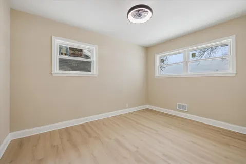 an empty room with a workbench