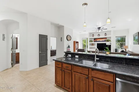 a view of kitchen and dining area with furniture