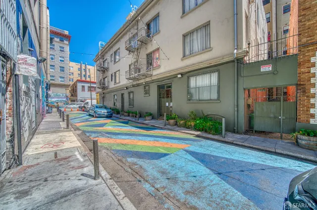 a view of a building with a swimming pool