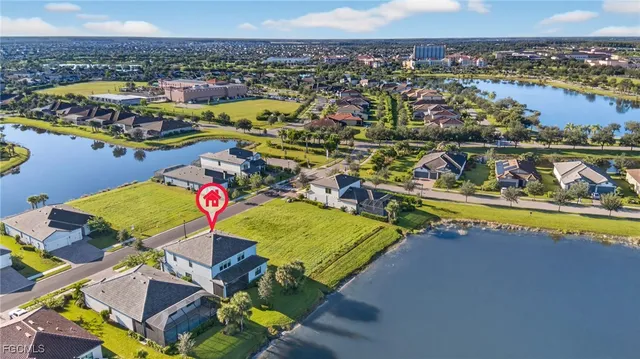 an aerial view of a house