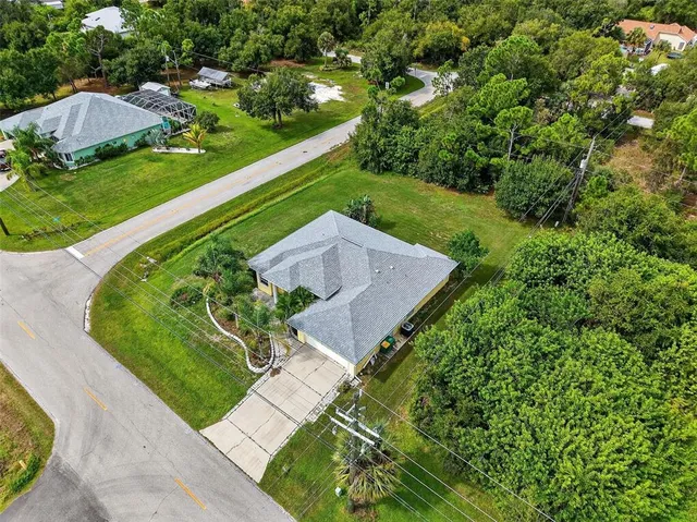 an aerial view of a house