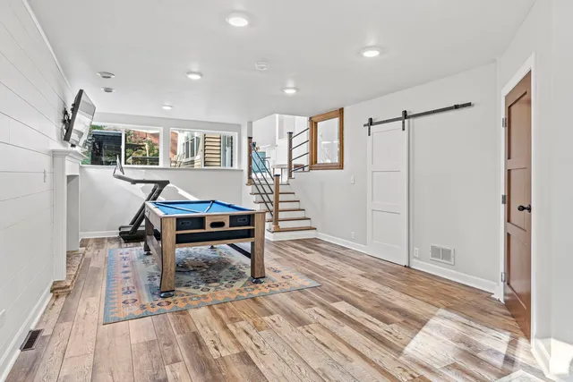 a living room with furniture and a couch