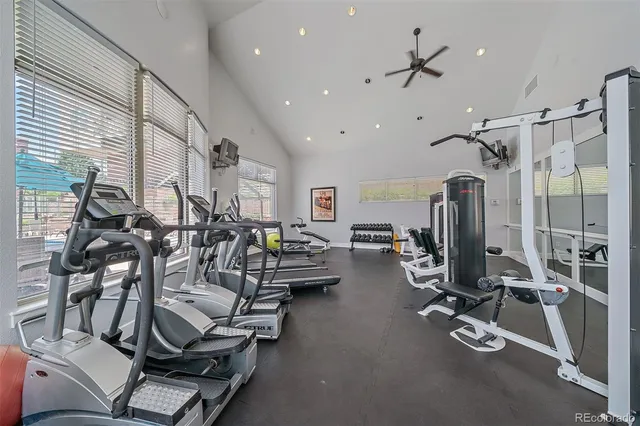 a view of a room with gym equipment