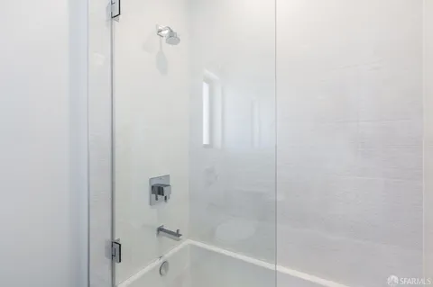 a bathroom with a bathtub