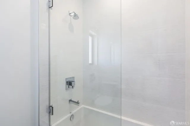 a bathroom with a bathtub