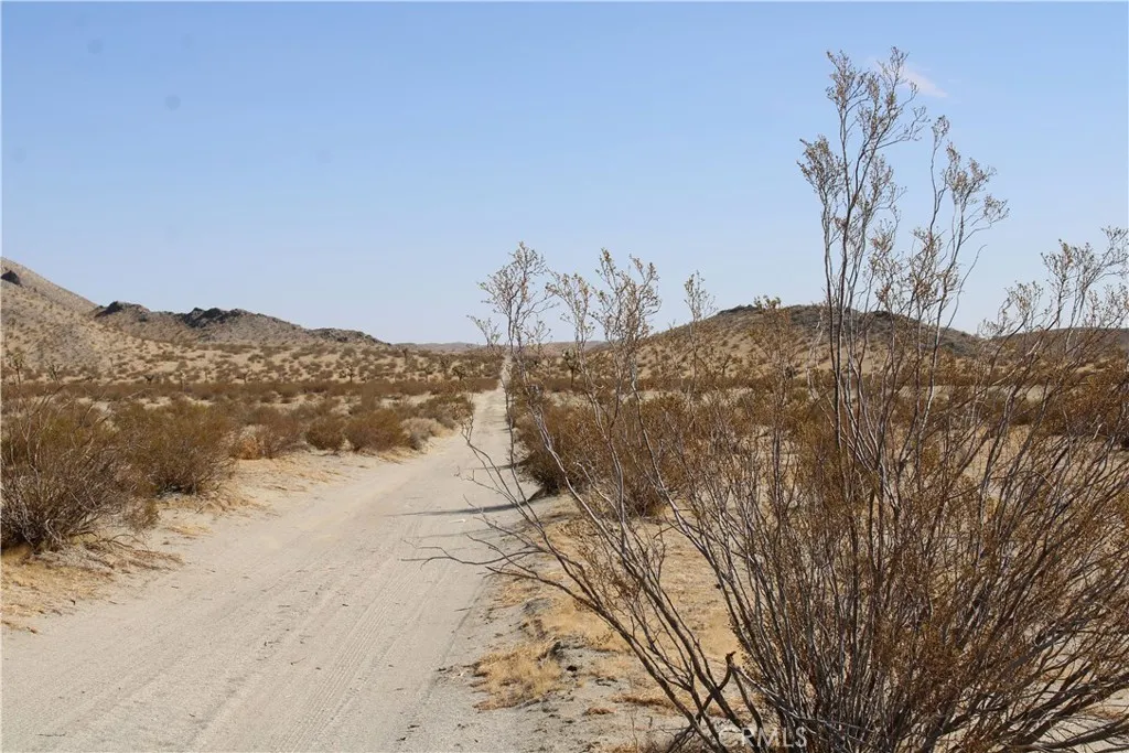 18 Lessing Road Adelanto, CA 92301 - Photo 13 of 19 a view of a dry yard covered with snow in the background