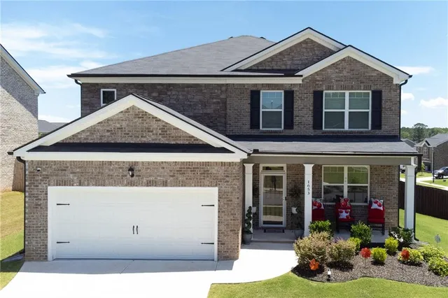 front view of a house with an outdoor space